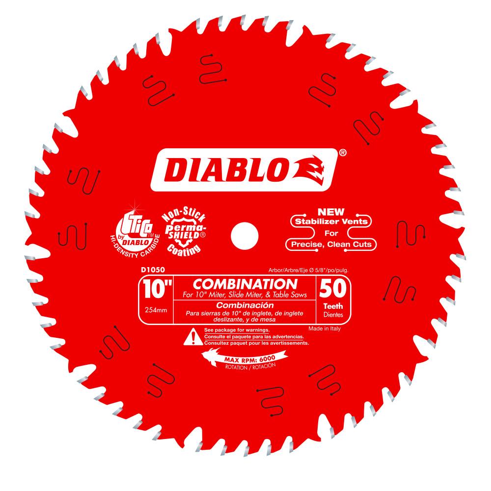 Diablo 10" x 50T Combination Saw Blade for Wood D1050X