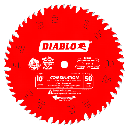 Diablo 10" x 50T Combination Saw Blade for Wood D1050X